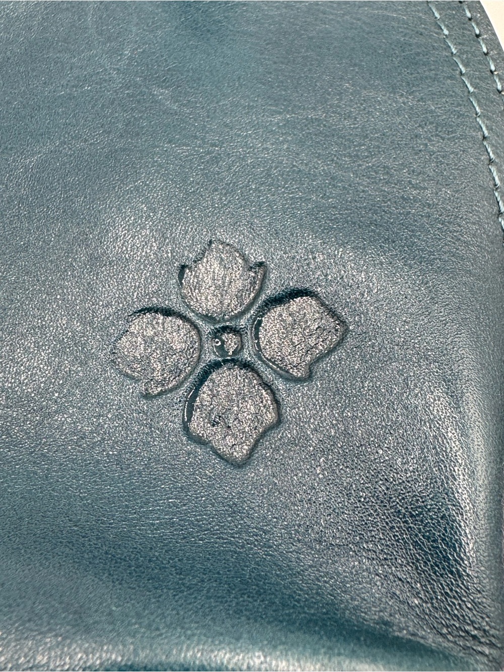 Patricia Nash Teal Floral Cutout Leather Top-Handle Satchel w/ Adjustable Strap - Picture 14 of 15